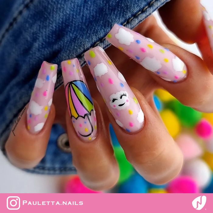 Colorful Umbrella Rain Nails